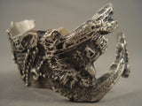 Ceremonial Dancer Tufa Casted Navajo Native American Jewelry Silver Bracelet-Nativo Arts