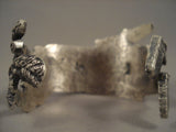 Ceremonial Dancer Tufa Casted Navajo Native American Jewelry Silver Bracelet-Nativo Arts