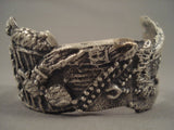 Ceremonial Dancer Tufa Casted Navajo Native American Jewelry Silver Bracelet-Nativo Arts