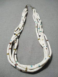 Native American Amazing Vintage Santo Domingo Turquoise Heishi Sterling Silver Necklace-Nativo Arts