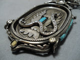 One Of Best Vintage Navajo Turquoise Sterling Silver Native American Necklace-Nativo Arts