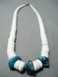 Native American Marvelous Vintage Santo Domingo White Shell Sterling Silver Necklace Old-Nativo Arts