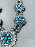 Flower Turquoise Concho Native American Navajo Sterling Silver Necklace-Nativo Arts