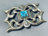 Native American Phenomenal Vintage Navajo Sleeping Beauty Turquoise Sterling Silver Buckle-Nativo Arts