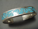 Rare Vintage Zuni Os Nacteva Turquoise Sterling Silver Native American Bracelet-Nativo Arts