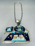 One Of The Biggest Native American Navajo Micro Inlay Turquoise Sterling Silver Necklace-Nativo Arts