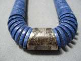 Best Vintage Native American Navajo Lapis Sterling Silver Heishi Necklace Old-Nativo Arts