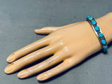 Ramond Secatero Vintage Native American Navajo Blue Gem Turquoise Sterling Silver Bracelet-Nativo Arts