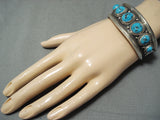 Signed Vintage Native American Navajo Morenci Turquoise Sterling Silver Bracelet-Nativo Arts