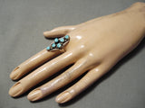 Incredible Vintage Native American Zuni Blue Gem Turquoise Sterling Silver Ring Old-Nativo Arts