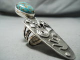 Impressive San Felipe Native American 8 Turquoise Sterling Silver Ring-Nativo Arts