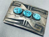 Rare Technique Vintage Native American Navajo Geomtric Sterling Silver Buckle Old-Nativo Arts