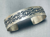 Fabulous Vintage Native American Navajo Handcarvings Sterling Silver Marie Thompson Bracelet-Nativo Arts
