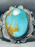 Rare Easter Blue Turquoise Vintage Native American Navajo Sterling Silver Bracelet-Nativo Arts