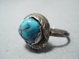 Tremendous Vintage Native American Navajo Red Mountain Turquoise Sterling Silver Ring Old-Nativo Arts
