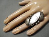 Superlative Vintage Navajo Peal Sterling Silver Leaf Native American Ring Old-Nativo Arts