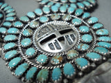 Best Vintage Native American Navajo Turquoise Kachina Sterling Silver Squash Blossom Necklace-Nativo Arts