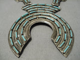 Museum Quality Vintage Native American Navajo Zuni Needlepoint Turquoise Squash Blossom Necklace-Nativo Arts