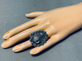 Unique San Felipe Sterling Silver Buffalo Huge Ring-Nativo Arts