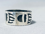 Astounding Vintage Native American Hopi Sterling Silver Band Ring Signed Manuel Hoyungwa (d)-Nativo Arts
