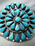 Incredible Vintage Native American Navajo Blue Gem Turquoise Cluster Sterling Silver Bracelet-Nativo Arts