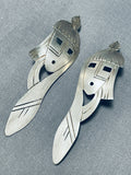Eye-catching Vintage Native American Navajo Sterling Silver Earrings-Nativo Arts