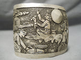 Detailed Becenti Family Native American Navajo Sterling Silver Intricate Bracelet-Nativo Arts