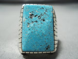 Monumental Navajo Kingman Turquoise Sterling Silver Ring Native American-Nativo Arts