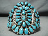 Important Vintage Native American Navajo Turquoise Cluster Sterling Silver Bracelet-Nativo Arts