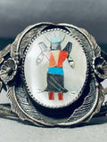 Native American Fabulous Vintage Navajo Turquoise Kachina Sterling Silver Bracelet-Nativo Arts