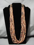Fabulous Pink Coral Native American Navajo Heishi Sterling Silver Necklace-Nativo Arts