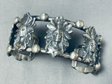 Huge Chief Head Native American Sterling Silver Thicker Bracelet Cuff-Nativo Arts