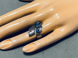 Rare Adjustable Shank Vintage Native American Navajo Lapis Sterling Silver Ring-Nativo Arts