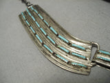 Museum Quality Vintage Native American Navajo Zuni Needlepoint Turquoise Squash Blossom Necklace-Nativo Arts