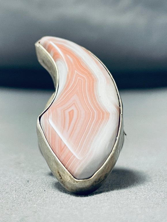 Unique Native American Navajo Signed Pink Shell Enormous Ring-Nativo Arts