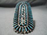 One Of The Most Intricate Huge Vintage Native American Zuni Turquoise Sterling Silver Ring-Nativo Arts