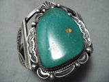 Huge Gil Tom Vintage Native American Navajo Royston Turquoise Sterling Silver Bracelet-Nativo Arts