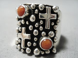 Fabulous Santo Domingo Coral Sterling Silver Ring Native American-Nativo Arts