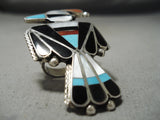 Unbelievable Giant Vintage Native American Zuni Turquoise Sterling Silver Ring Old-Nativo Arts