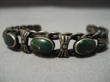 Earlier 1900's Vintage Native American Navajo Cerrillos Turquoise Sterling Silver Bracelet Old-Nativo Arts