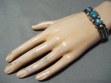Superb Vinage Hopi Turquoise Sterling Silver Bracelet Native American Old-Nativo Arts