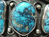 Museum Rare Turquoise Vintage Native American Navajo Sterling Silver Bracelet Old-Nativo Arts