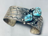Opulent Vintage Spider Native American Navajo Turquoise Sterling Silver Bracelet-Nativo Arts