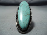 Exquisite Vintage Native American Navajo Green Turquoise Sterling Silver Ring Old-Nativo Arts