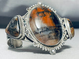 One Of The Finest Earlier Vintage Native American Navajo Petrified Wood Sterling Silver Bracelet-Nativo Arts