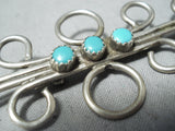 Exquisite Vintage Native American Navajo Native Turquoise American Sterling Silver Pin Old-Nativo Arts