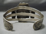 Early 1900's Vintage Native American Navajo Petrified Wood Sterling Silver Bracelet Old-Nativo Arts