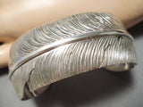 Important Dense Hand Carvings Vintage Native American Navajo Sterling Silver Bracelet-Nativo Arts