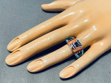 One Of The Most Intricate Ever Native American Navajo Turquoise Sterling Silver Ring-Nativo Arts