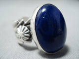 Beautiful Navajo Native American Huge Lapis Sterling Silver Ring-Nativo Arts